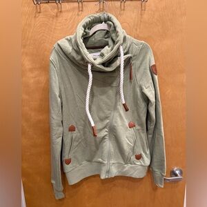 Wanakome Olive Hoodie with Brown Trim